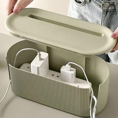 Charging station for medical devices with organized cable management and convenient lid access at Monalisa Store.