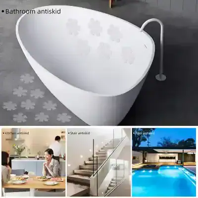 Luxurious white bathtub with flower-shaped anti-slip design, perfect for modern bathrooms and home spas.