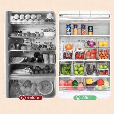 Fridge cleaning and organization, fresh fruits and vegetables, improved refrigerator storage, food preservation, healthy eating storage solution.