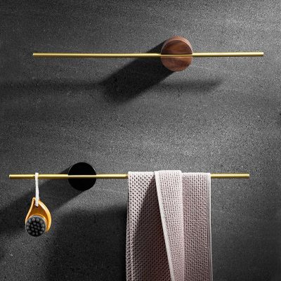 Stylish modern wall-mounted bathroom towel rack and hook set with minimalistic design, ideal for organized home or spa bathroom decor, high-quality metal and wood accents, Monalisa Store.