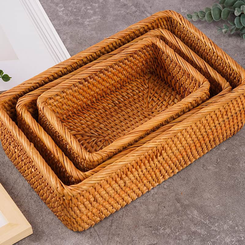 Handwoven wicker baskets for home organization and storage, durable and stylish for modern decor.