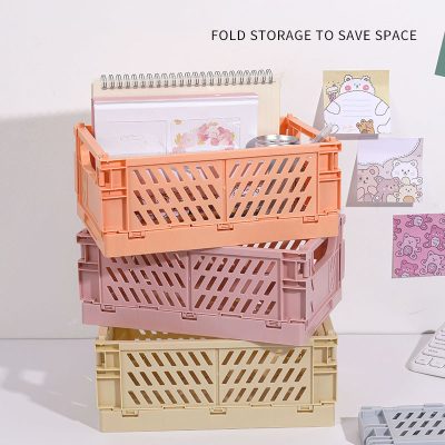 Foldable storage organizer bins for office and home desk organization, with space-saving design, ideal for stationery, paperwork, and creative supplies. Perfect for maximizing space in work areas.