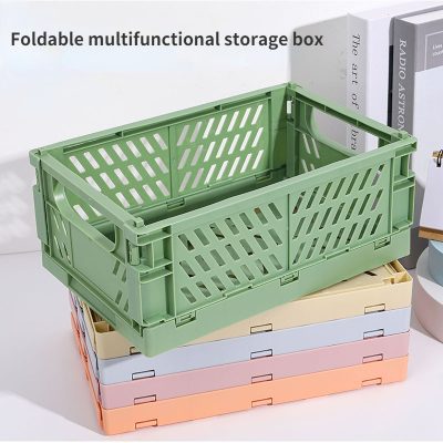 Foldable multi-functional storage box perfect for organizing office supplies and medical equipment. Stylish pastel colors with ventilation slots for easy storage and accessibility.