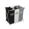 Dark, light, and color laundry hamper for organization and storage in bedrooms or laundry rooms, featuring a durable frame and breathable fabric. Perfect for separating laundry by color.