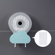 Dumbbell weight with cloud-shaped wall hook for storage, and a white switch on gray background.
