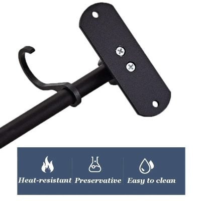 Black monitor mount support arm for adjustable screen positioning, sturdy construction, heat-resistant, preservative, and easy to clean for optimal workspace organization.