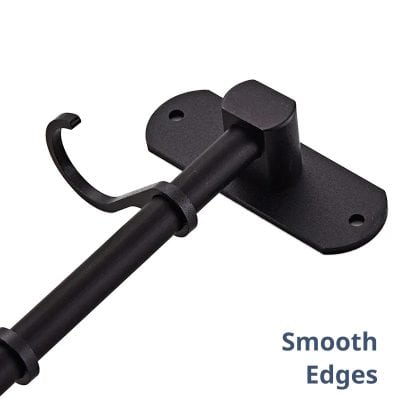 Black door hook and latch hardware for secure door installation, featuring smooth edges for safety and durability, ideal for home or commercial use.
