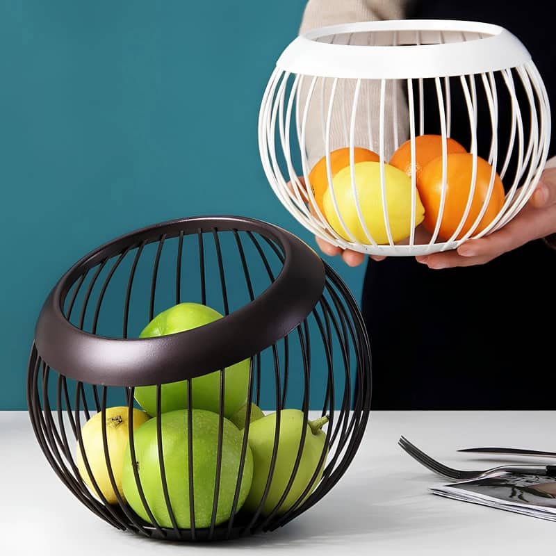 Colorful fruit baskets with fresh apples, oranges, and bananas, modern design, stylish kitchen accessories, and fruit storage solutions from Monalisa Medical Store.