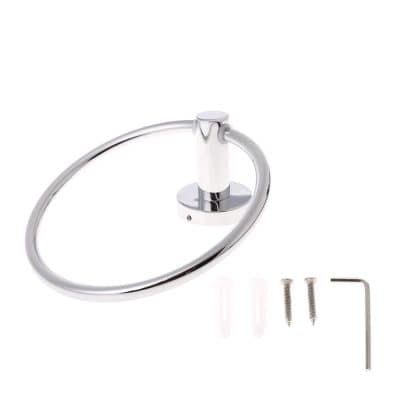 High-quality stainless steel wall-mounted towel ring, ideal for modern bathroom decor and convenient towel storage. Easy to install with included screws and Allen wrench for secure mounting.