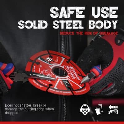 Heavy-duty industrial metal cutting disc for safety and durability in professional construction and metalworking tasks. Ideal for precision cutting with safety protection.