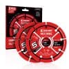 Red multi-wheel cutting discs for woodworking and metalworking by Ezarc, 5-inch diameter, 7/8 inch arbor, ideal for precision cutting and grinding in professional workshops and DIY projects.
