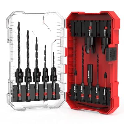 Precision screwdriver set with multiple bits in a durable red and clear plastic case for professional and DIY eyewear repairs. High-quality tools designed for opticians and eyewear technicians.