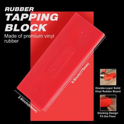 Rubber tapping block made of premium vinyl rubber, designed for precise woodworking and carpentry tasks. Durable construction with double-layer solid vinyl rubber and a docking design to fit floors.