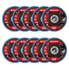 Efficient Zirconia flap discs for metal grinding and finishing, available in 4-1/2 inch size with high durability and precision, ideal for professional woodworking and metalworking projects.
