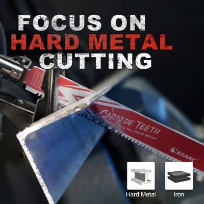 Cutting hard metal with a saw focusing on metalworking and industrial tools for precision cutting techniques.