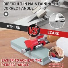 Accurate angle measurement tool for carpentry and woodworking, EZARC gauge for maintaining consistent blade angles, precision angle finder for DIY projects, ergonomic woodworking tool for accurate cuts, high-quality angle guide for precise woodworking tasks.
