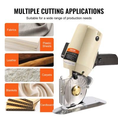 Efficient fabric and leather cutting machine ideal for textile, leather, and upholstery production. Perfect for cutting fabrics, plastic sheets, carpets, and more with precision.