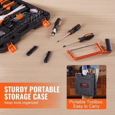 Convenient portable toolbox with a sturdy design, ideal for organizing and transporting tools easily. Perfect for home, workshop, and professional use, ensuring tools stay organized and accessible.