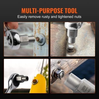 Bolt extractor tool for removing rusted and tight nuts - multi-purpose automotive and industrial wrench.