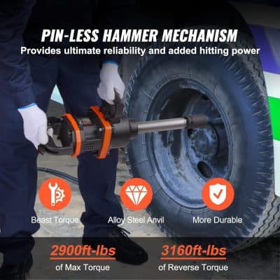 Pin-less hammer mechanism, industrial power tool working on tire, tire repair and maintenance, heavy-duty construction equipment, durable alloy steel anvil, high torque impact wrench, reliable automotive repair tool, car tire servicing, professional mechanic tool, high reliability and power in tire repair.