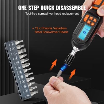 12 x Chrome Vanadium Steel Screwdriver Heads for precise repairs and professional tool use.