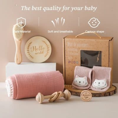 Soft breathable baby socks with cartoon cat design for infants and toddlers, made from safe, gentle materials for delicate skin. Perfect for baby gift sets from Monalisa Medical Store.