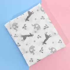 Giraffe and elephant patterned hospital blanket, baby nursery, infant care, monochrome design, Monalisa Medical.