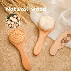 Dark wooden massage brushes for scalp and body, natural wood hairbrushes, eco-friendly hair grooming tools, sustainable beauty products from Monalisa Store.