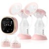 Portable breast pump with dual flange design, digital control panel, and rechargeable battery for efficient lactation support. Perfect for new moms seeking convenient, hospital-grade pumping at home or on the go.