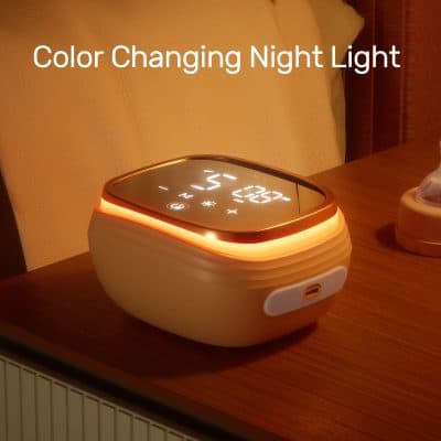 Wireless LED color-changing night light with touch control and adjustable brightness, ideal for modern bedroom decor and sleep environments.