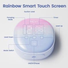2. Bright pastel-colored smart touch screen with various controls for a modern medical device.