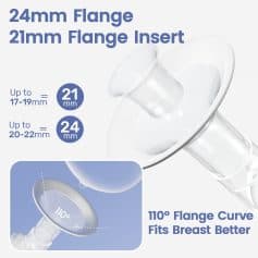 24mm flare and 21mm flare insert for breast implant compatibility, with an 110° flange curve designed to fit breasts more comfortably and securely, enhancing cosmetic outcomes and patient satisfaction.