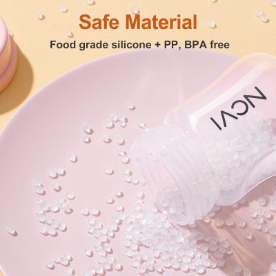 Silicone microbeads spilling from a clear container on a pink plate, showcasing food-grade, BPA-free, safe material for skincare and cosmetic applications at Monalisa Store.