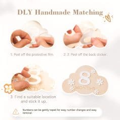 Peel off the protective film and back sticky label to customize the Monalisa DLY handmade matching sign for baby age milestones.
