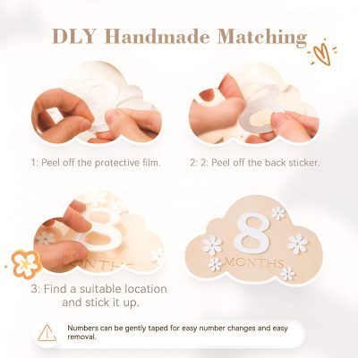 Peel off the protective film and back sticky label to customize the Monalisa DLY handmade matching sign for baby age milestones.