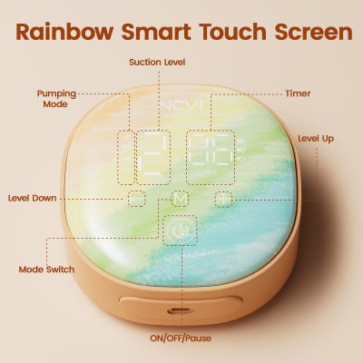 Rainbow smart touch screen medical device with color display for easy operation and control. Features include suction level, timer, mode switch, and pause button for efficient eye care treatments.