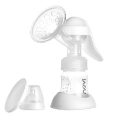 Silicone breast pump with ergonomic design, portable and easy to use for expressing and collecting breast milk, compatible with milk storage bottles, ideal for breastfeeding moms.