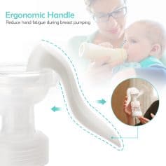 Ergonomic breast pump handle designed to reduce hand fatigue during breastfeeding sessions. Perfect for comfortable and efficient milk expression.