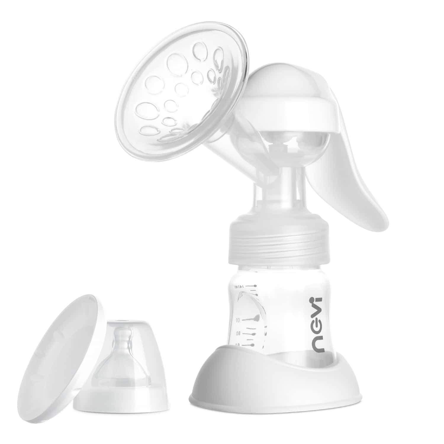 Silicone breast pump for breastfeeding, reusable manual milk saver with soft silicone flange and milk collection bottle. Perfect for nursing moms, easy to use and clean.
