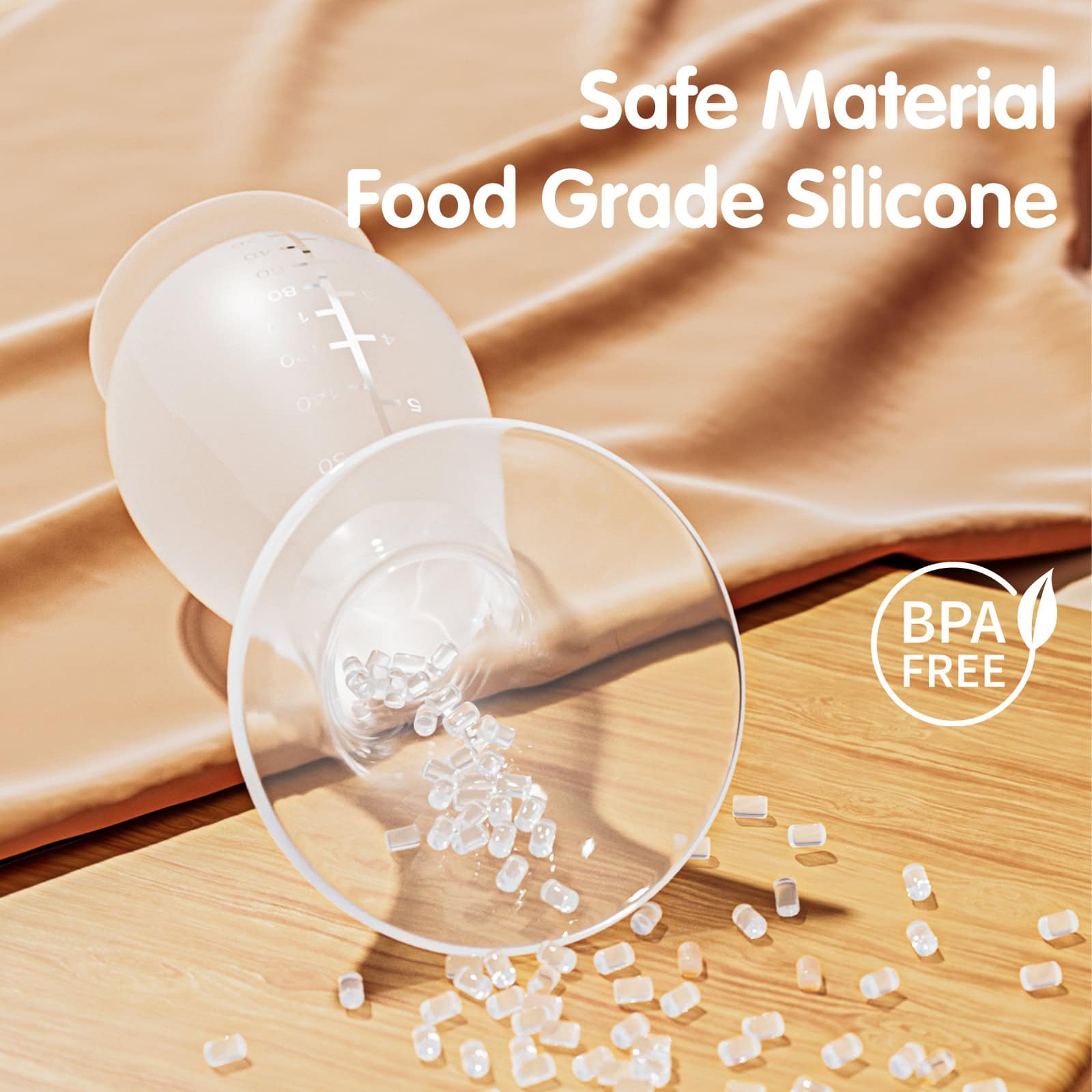 Silicone food grade reservoir for safe material storage, transparent with measurement markings, ideal for medical and skincare applications at Monalisa Store.