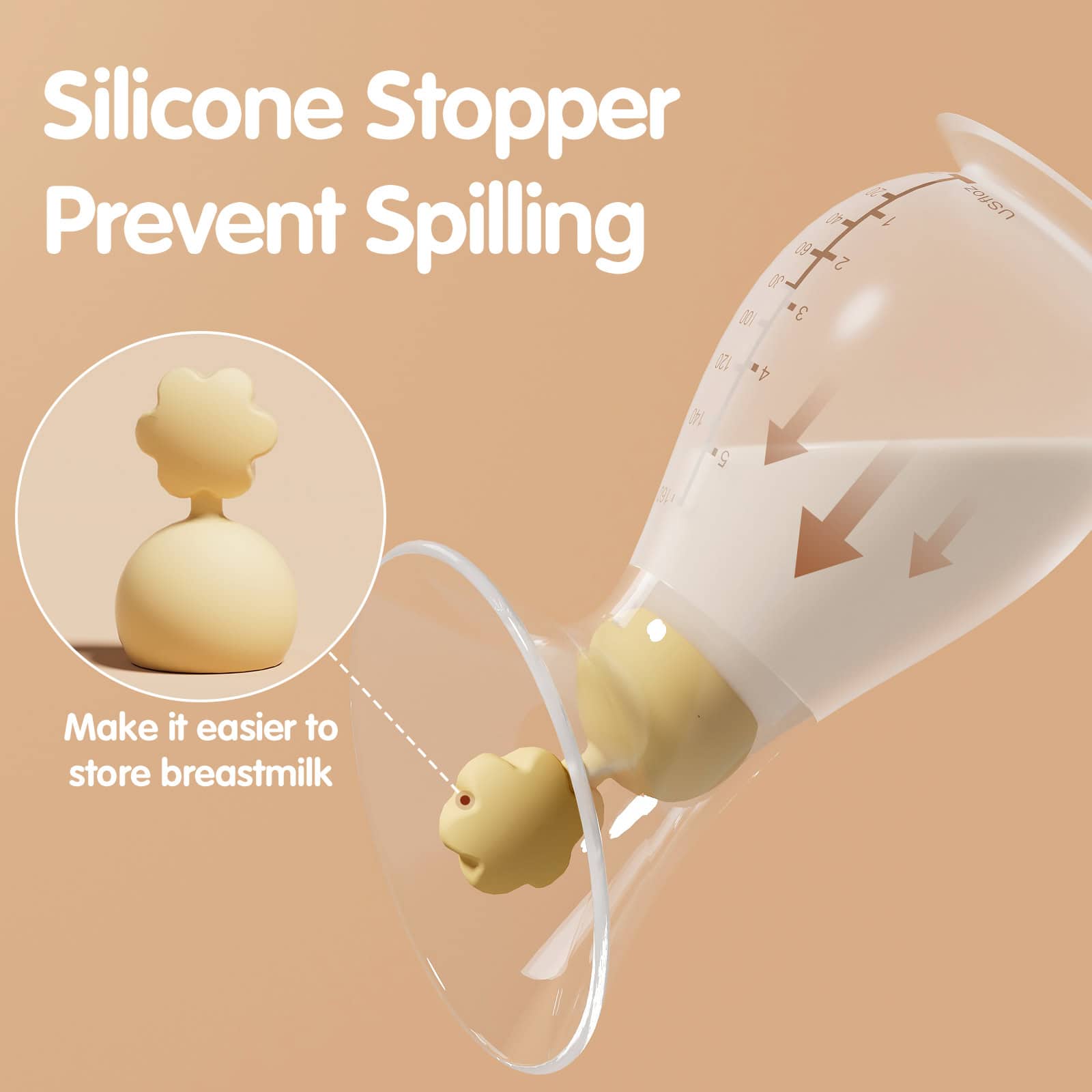 Silicone breast milk stopper to prevent spilling, making storing breast milk easier and more convenient. Perfect for new mothers to ensure hygiene and avoid messes.
