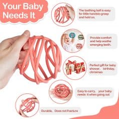 Flexible baby teething ball, easy-to-hold design for soothing emerging teeth, perfect as a baby shower gift, durable and fracture-resistant, portable accessory for parents on the go.