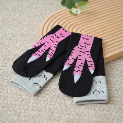 Colorful animal-themed socks with pink and white fox design, comfortable fit, perfect for casual or playful fashion, available at Monalisa Store.