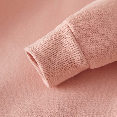 Soft pink sweatshirt sleeve with ribbed cuff, casual and comfortable clothing, fashion apparel, cozy knit fabric, everyday wear, stylish and versatile.