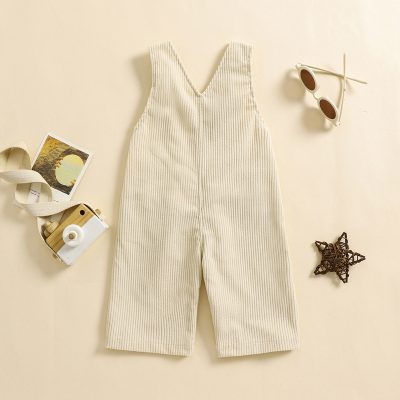 Comfortable beige ribbed sleeveless jumpsuit with wide legs for casual wear or lounge at Monalisa Medical store.
