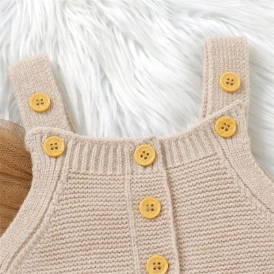 Knitted beige tank top with yellow buttons, cozy women's summer clothing, casual fashion, Monalisa Store opt.