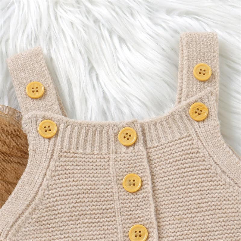 Knitted beige tank top with yellow buttons, cozy women's summer clothing, casual fashion, Monalisa Store opt.