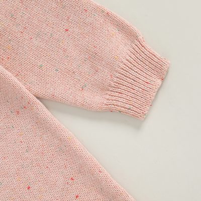 Soft pink knitted sweater with multicolored speckles, cozy casual wear for women, Monalisa Medical store opt.