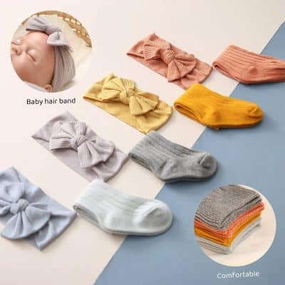 Soft baby hair bands with bows in various pastel colors, perfect for newborns and infants. Comfortable and stylish headbands designed for babies, ideal for photos and everyday wear.
