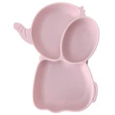 Pink elephant-shaped silicone food storage container, ideal for children's meals and snacks, featuring multiple compartments for organized eating. Perfect for busy families looking for durable, cute, and practical food storage solutions.